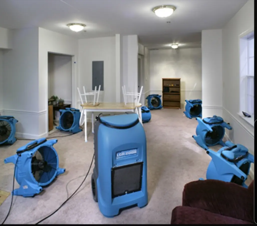 Air movers and dehumidifier setup for Water Extraction & Removal in Dacula